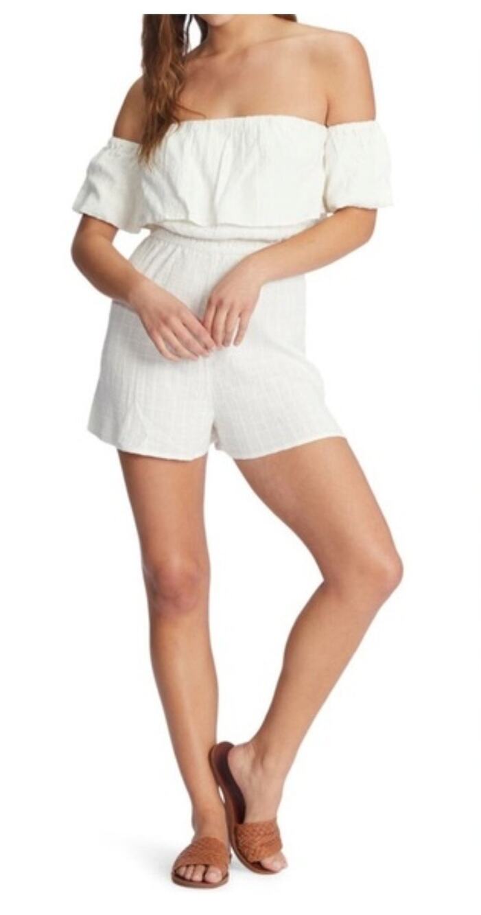 Roxy Another Day Romper Women Sz XS Peach Shoulder Spring Summer Beach NWOT